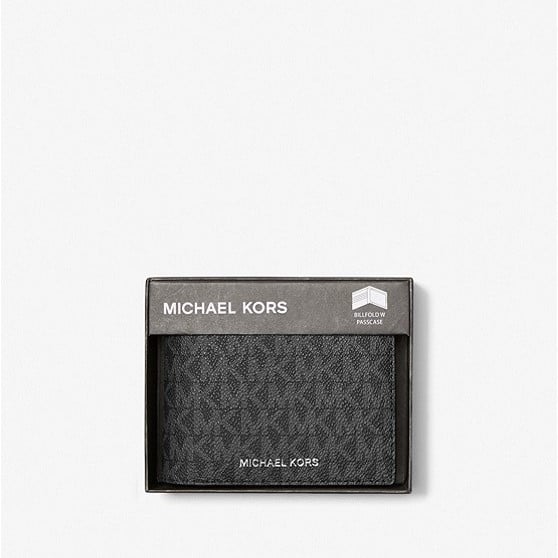 Кошелек Michael Kors Harrison Logo Billfold With Passcase, чёрный - фото