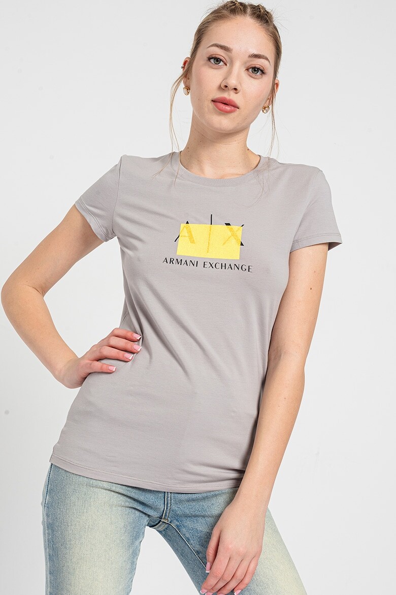 

Узкая футболка с логотипом Armani Exchange, серый