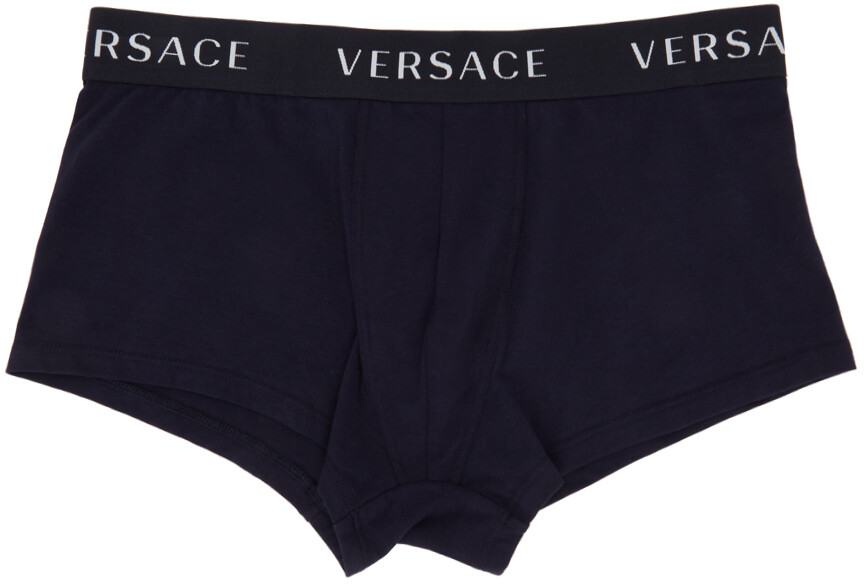 

Темно-синие трусы-боксеры с логотипом Versace Underwear