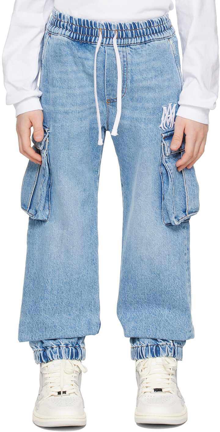 

Детские синие джинсы с вышивкой AMIRI