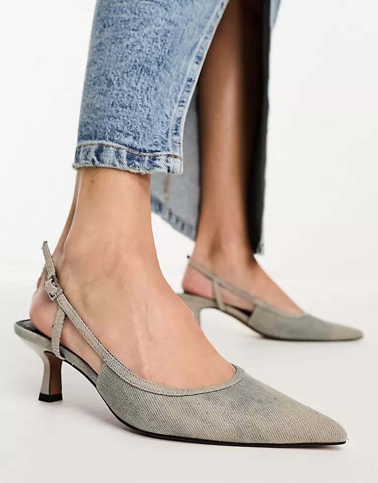 

Туфли ASOS DESIGN Strut Slingback Mid Heeled, серо-коричневый