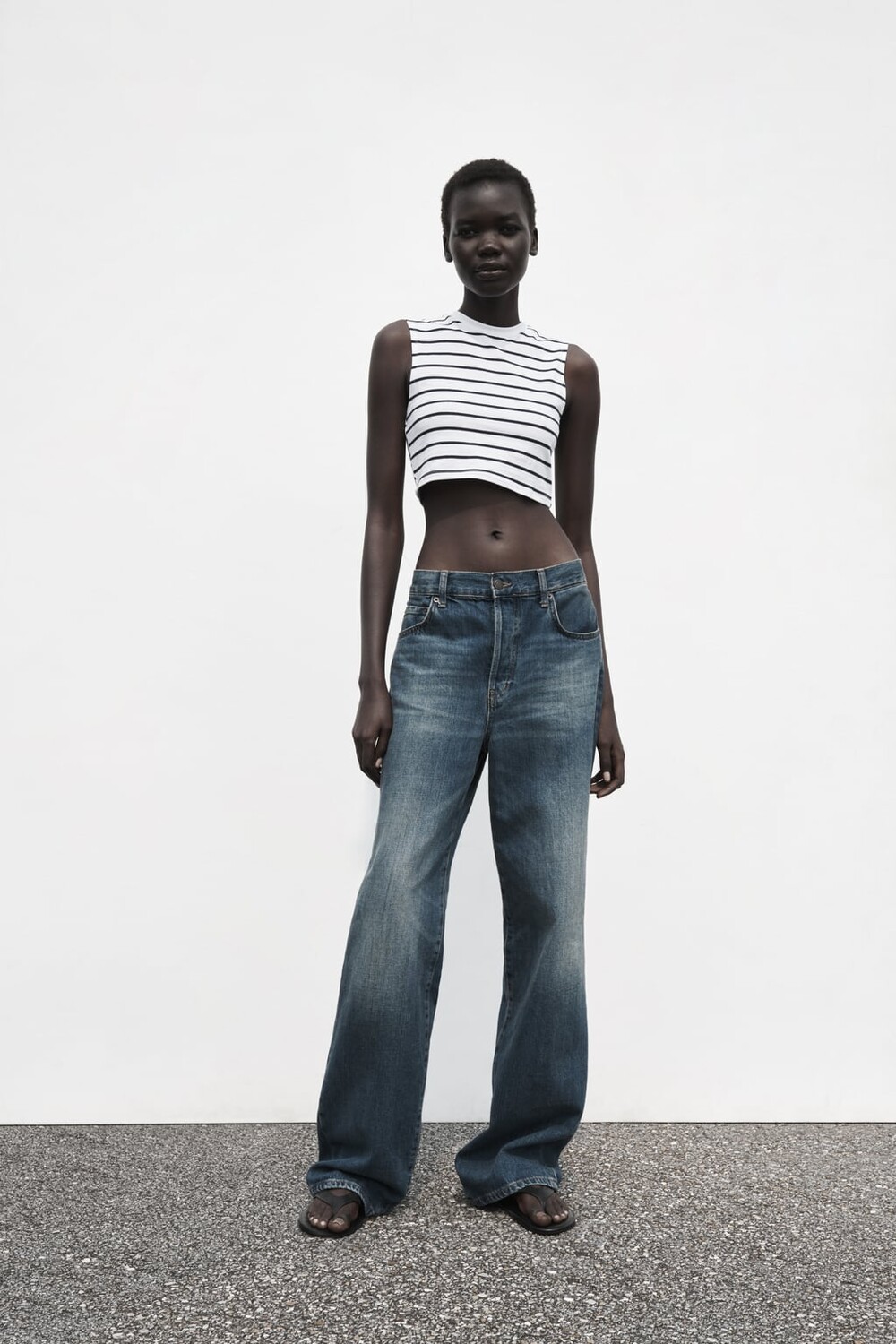 

Укороченный топ из эластичного хлопка ZARA, белый