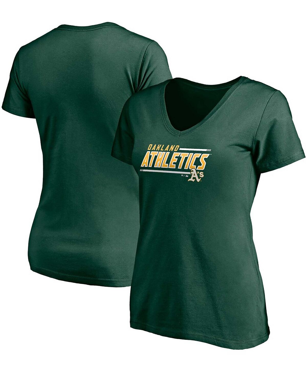

Женская зеленая футболка с V-образным вырезом и логотипом Oakland Athletics Fanatics, зеленый