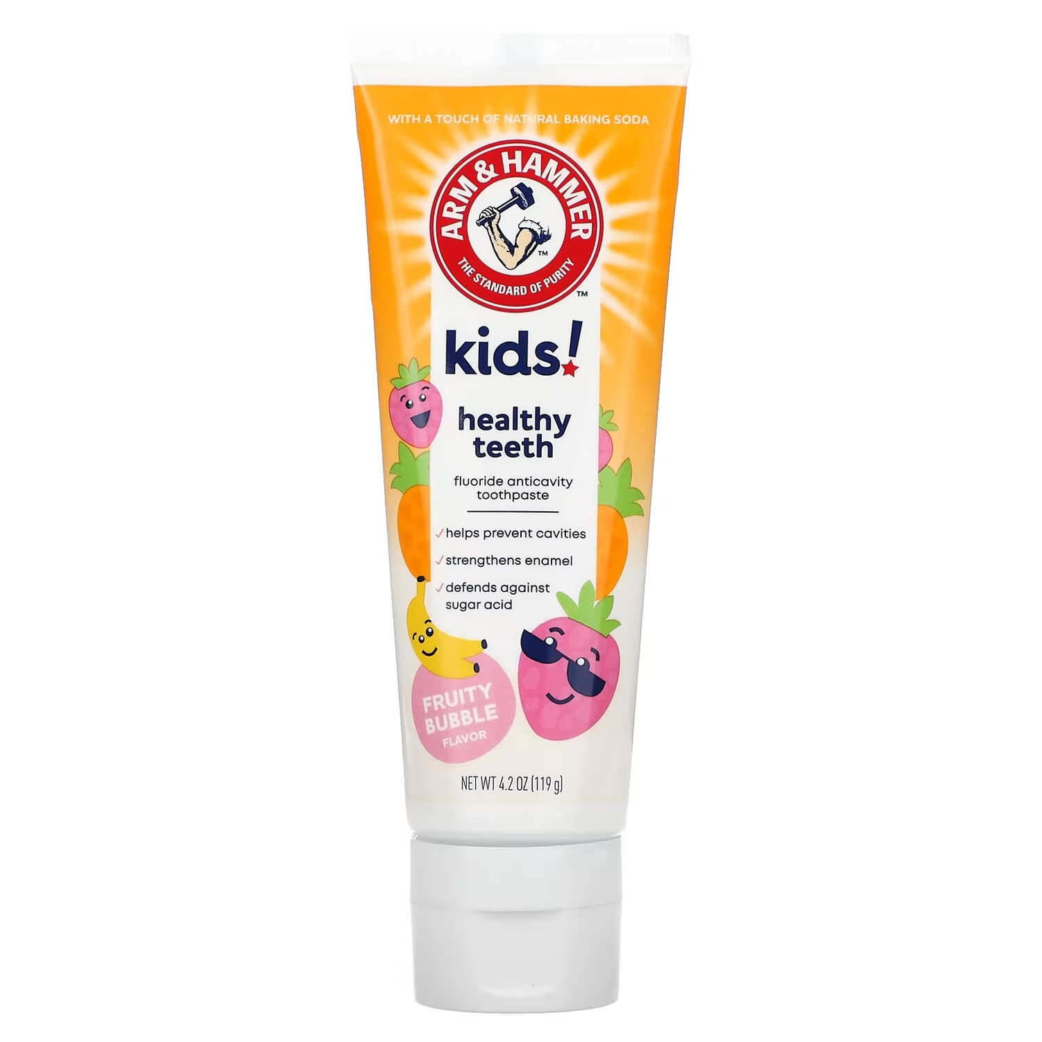

Зубная паста Arm & Hammer Kids Healthy Teeth фторсодержащая против кариеса фруктовые пузырьки для детей от 2 лет, 119 г