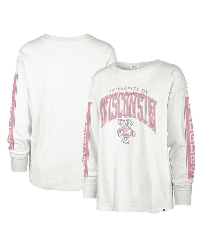 

Женская белая рваная футболка с длинным рукавом Wisconsin Badgers SOA 3-Hit '47 Brand, белый