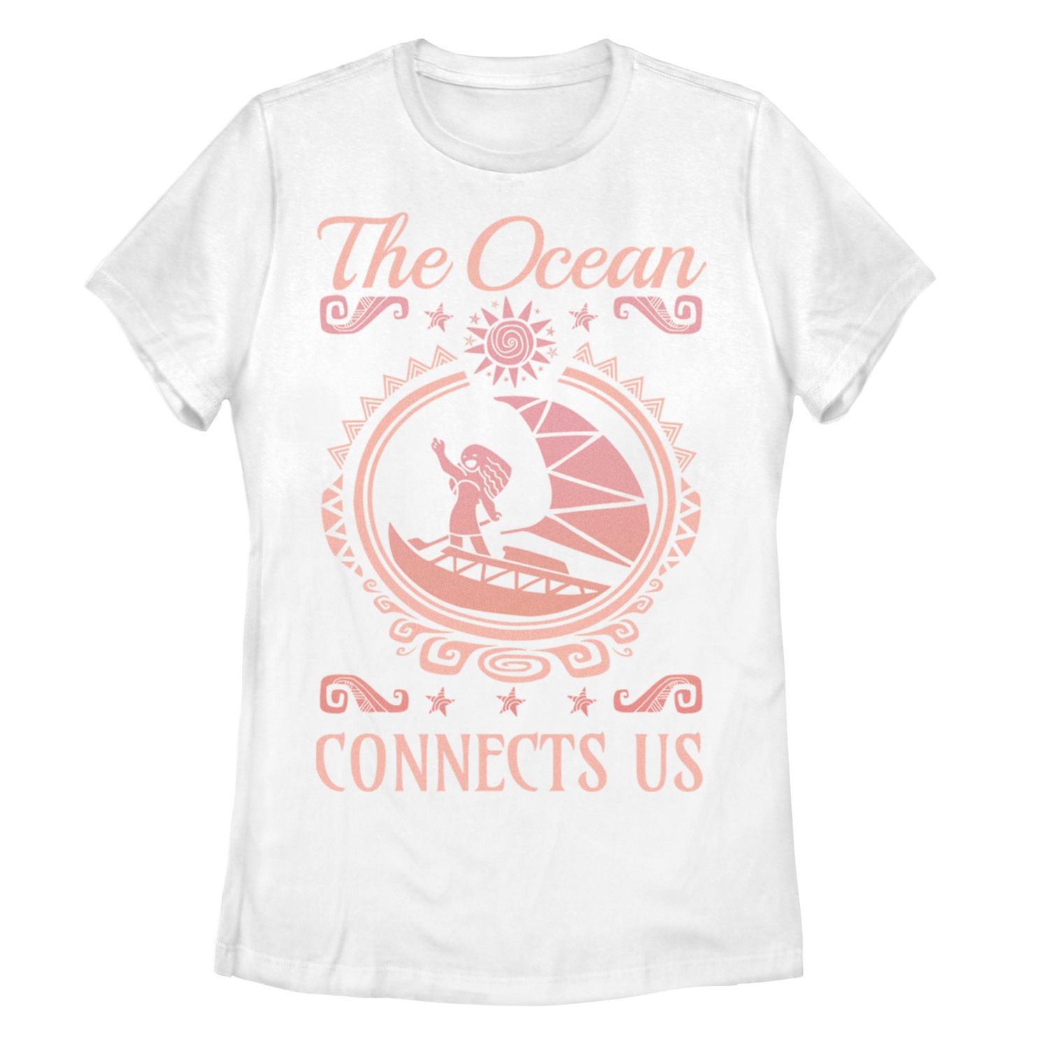 Коралловая футболка Disney Moana для юниоров The Ocean Connects Us Licensed Character футболка disney s moana boys 8–20 the ocean connects us с графическим рисунком кораллового цвета licensed character