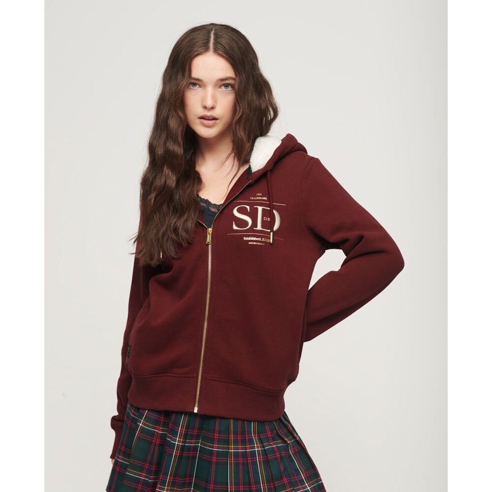 

Толстовка Superdry Luxe Metallic Logo Full Zip, красный