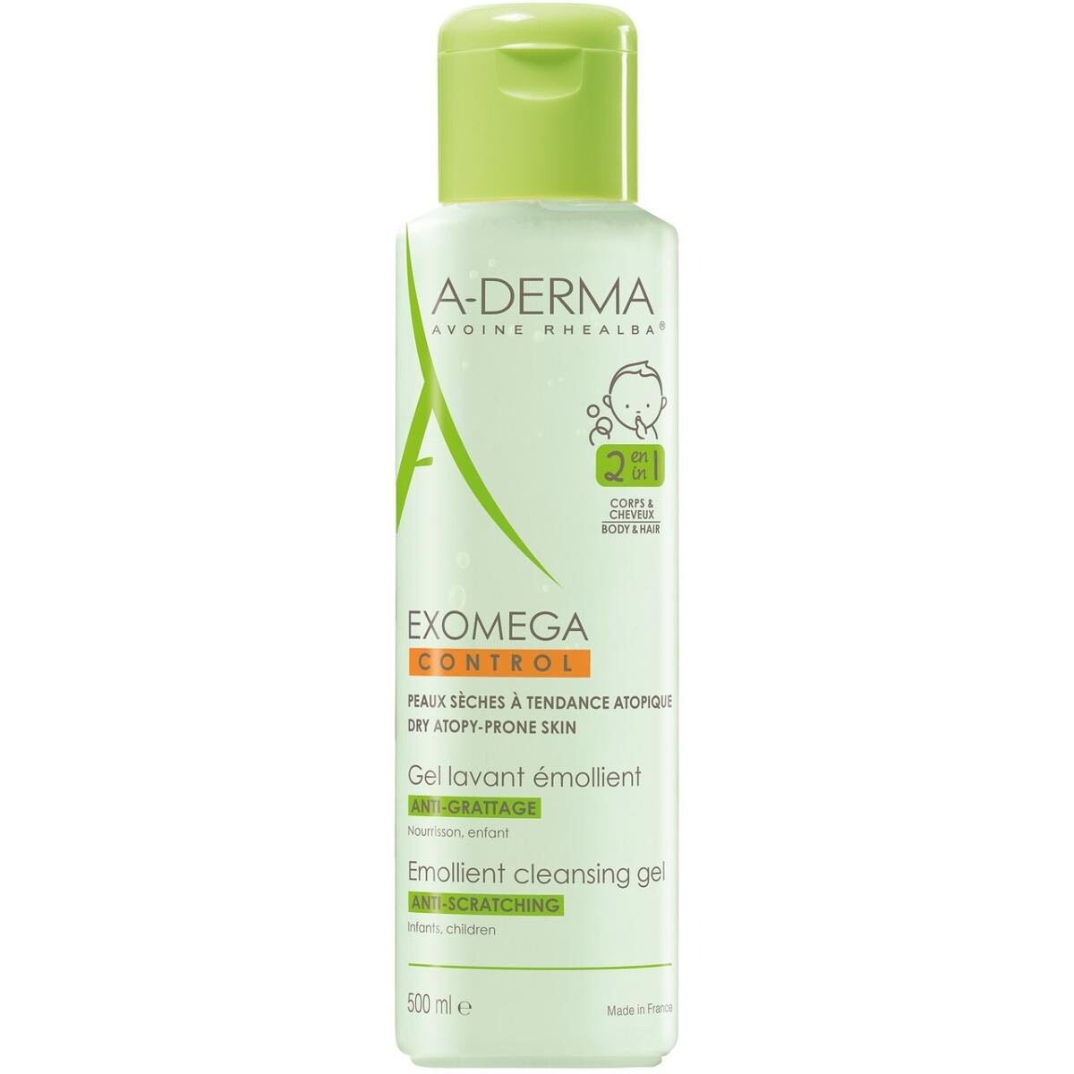 

A-Derma, Exomega, смягчающий гель для мытья тела и волос 2в1, 500 мл