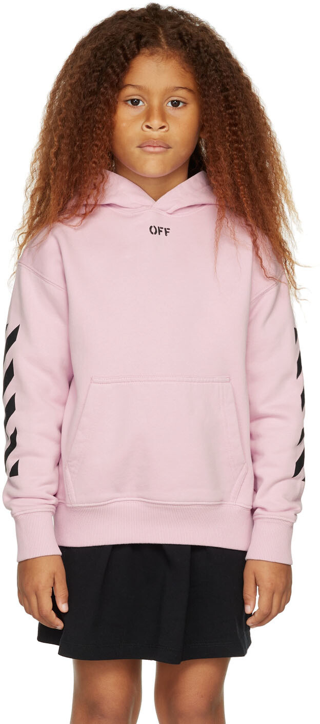 

Детская розовая толстовка с капюшоном Off Stamp Off-White