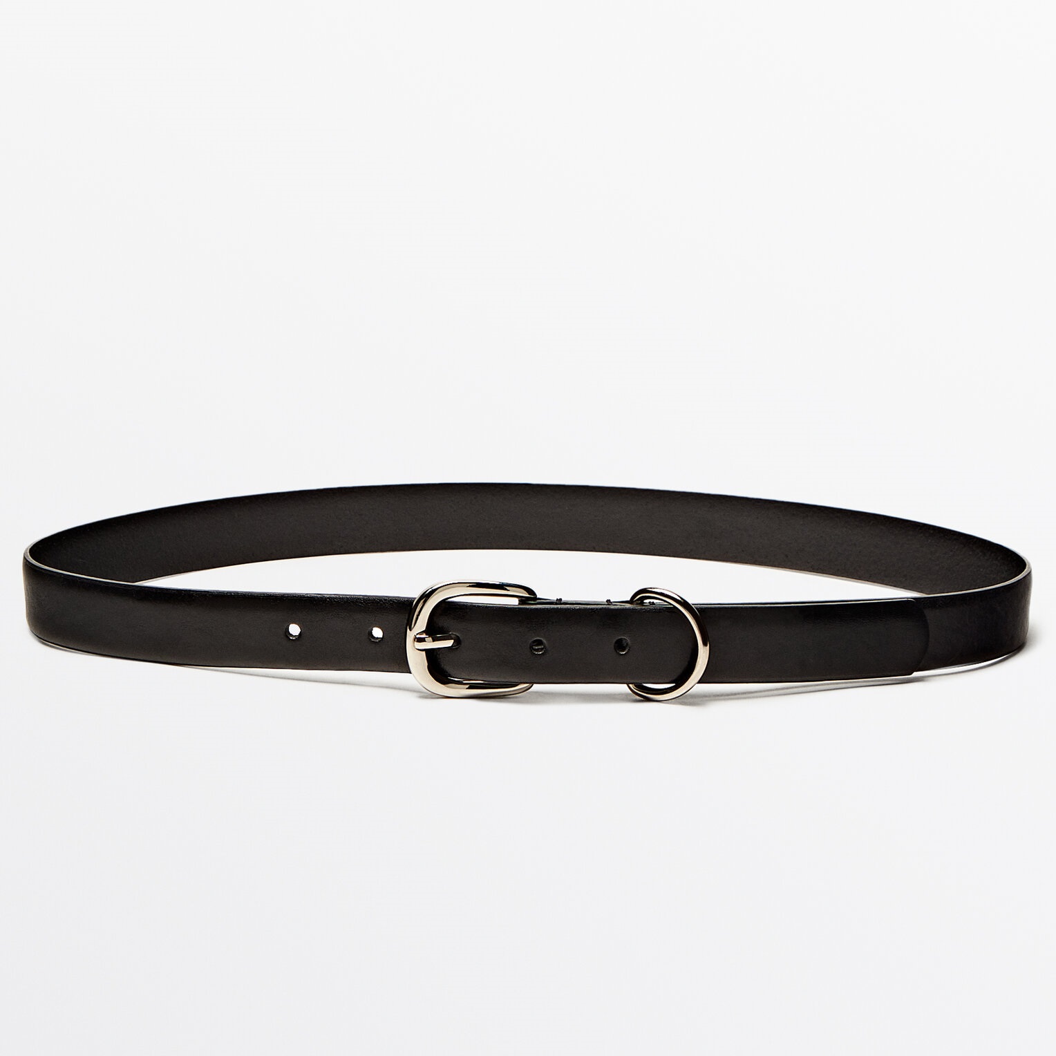 Ремень Massimo Dutti Leather With Metal Loop, черный ремень женский кожаный широкий с двойной петлей