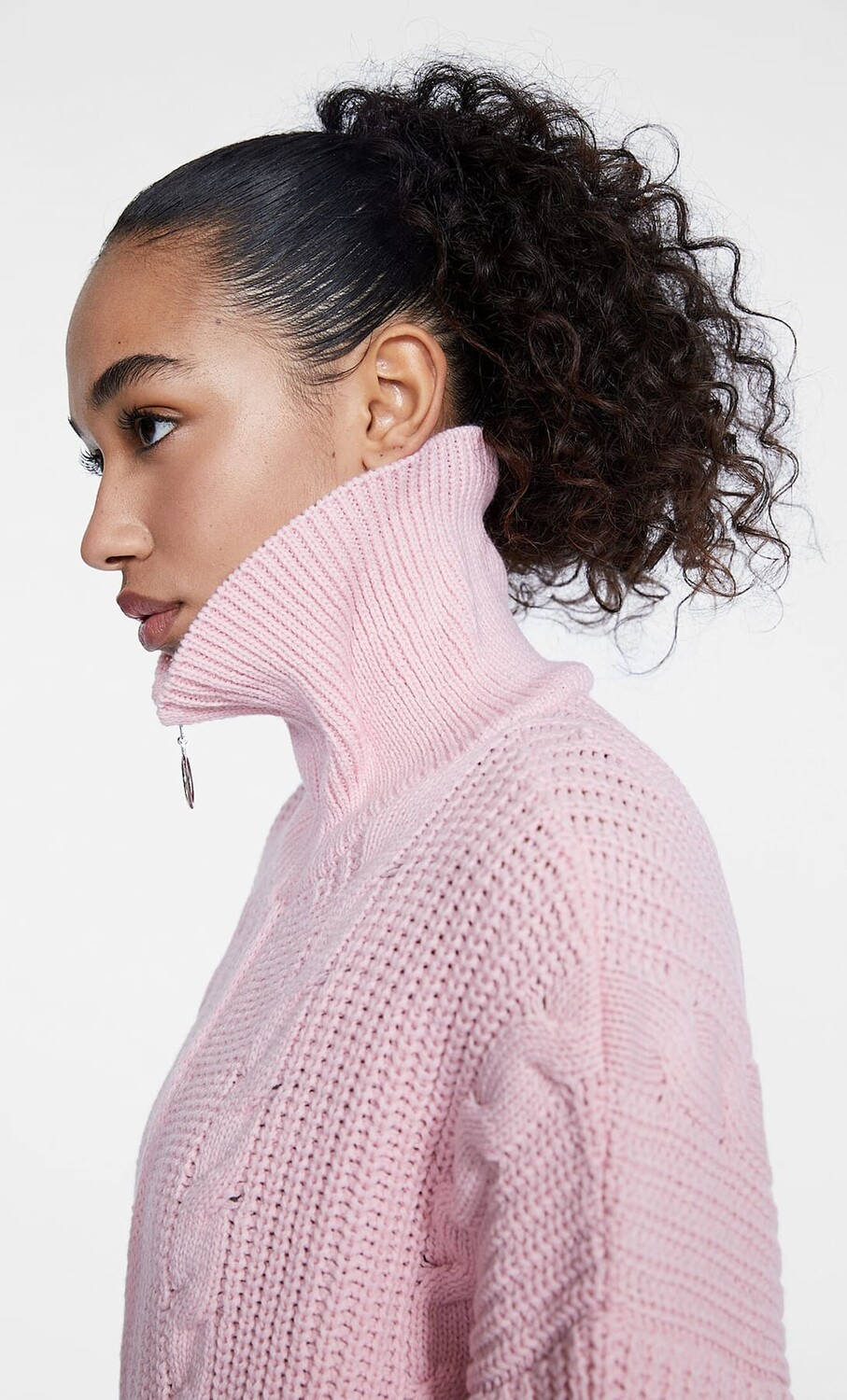 

Трикотажный кардиган с молнией Stradivarius, розовый