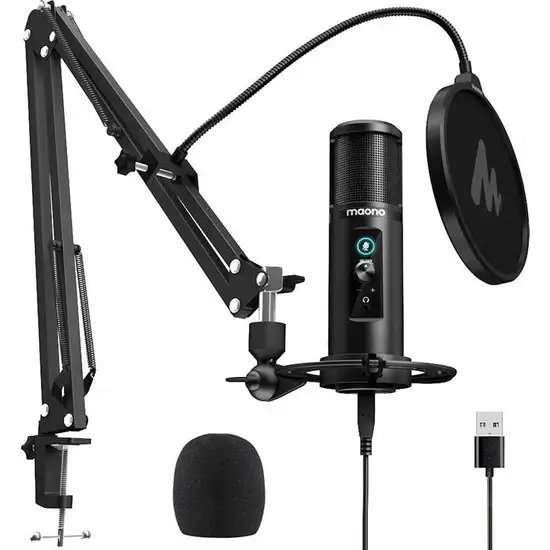 Микрофон студийный MAONO AU-PM422, черный аудиоинтерфейс maono au am100