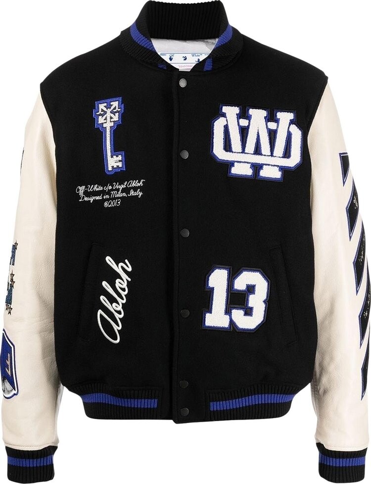 

Куртка Off-White Patch Detail Bomber Jacket 'Black/Blue', черный