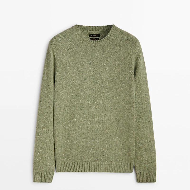 

Свитер Massimo Dutti Flecked Crew Neck Knit, оливковый, Зеленый