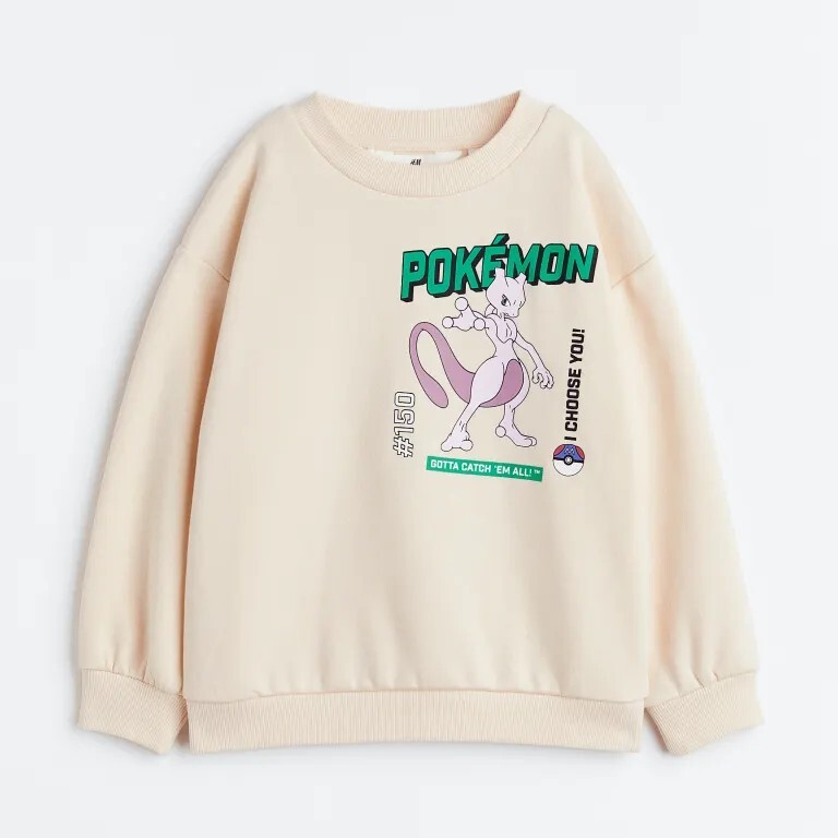 

Свитшот H&M x Pokémon Oversized Printed, бежевый