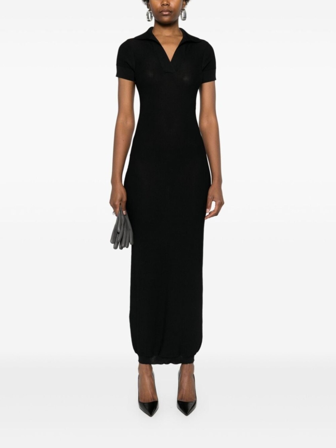

Alaïa трикотажное платье с воротником поло, черный