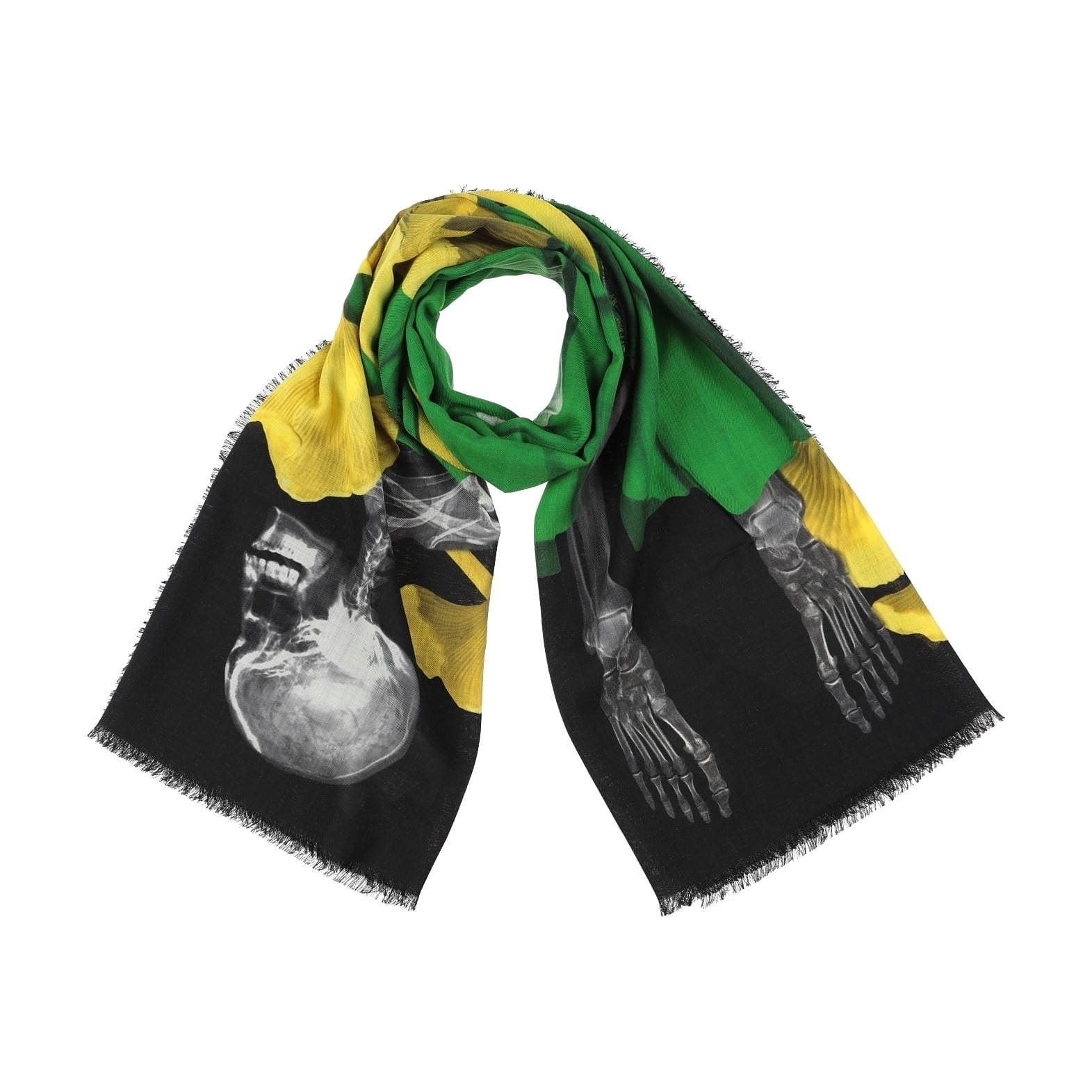 Шарф Alexander McQueen, черный/зеленый/желтый шарф alexander mcqueen зеленый