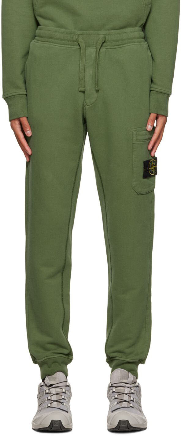 

Зеленые брюки для отдыха с нашивками Stone Island