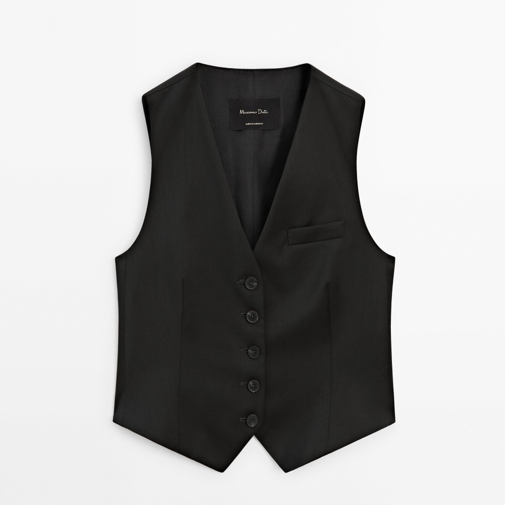 женский короткий жилет из пу кожи без рукавов на молнии Жилет Massimo Dutti Short Suit, темно-серый