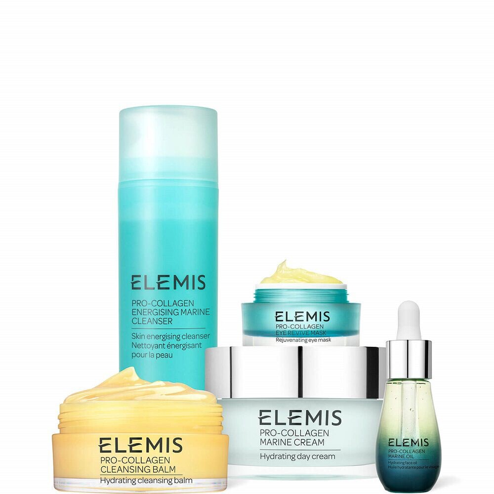 

Elemis Pro-Collagen Skincare Stories набор: гель для умывания, 150 мл + очищающий бальзам, 100 г + маска для глаз, 15 мл + масло для лица, 15 мл + крем для лица, 100 мл + очищающее полотенце, 1 шт.