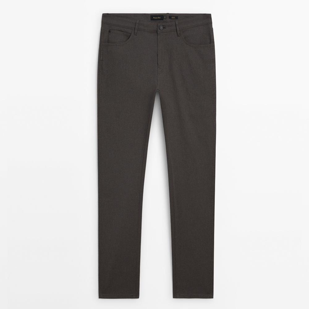 Брюки Massimo Dutti Slim Fit Denim, серо-коричневый черные джинсовые брюки узкого кроя academia