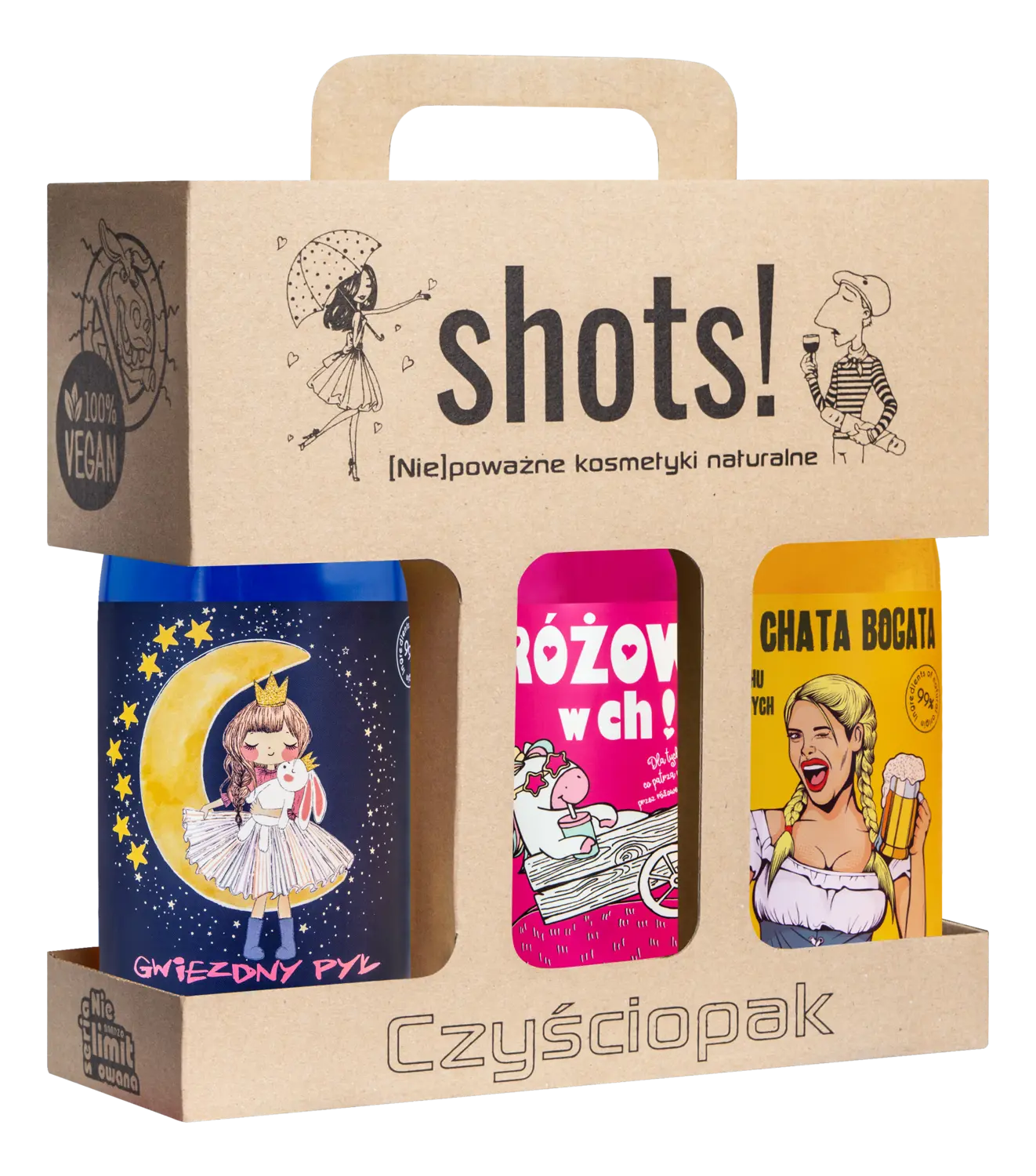 

Shots! Czyściopak набор: гель для душа женский, 3x500 мл