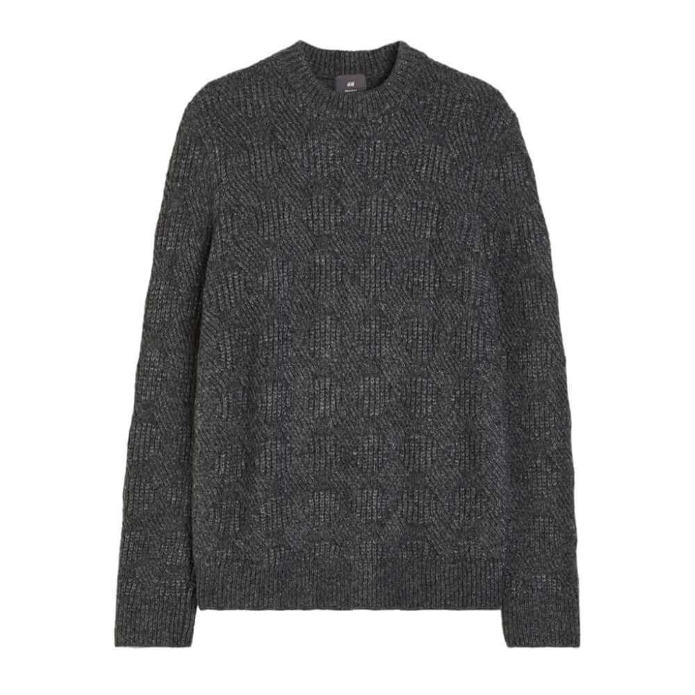 

Свитер H&M Regular Fit Cable-knit, темно-серый