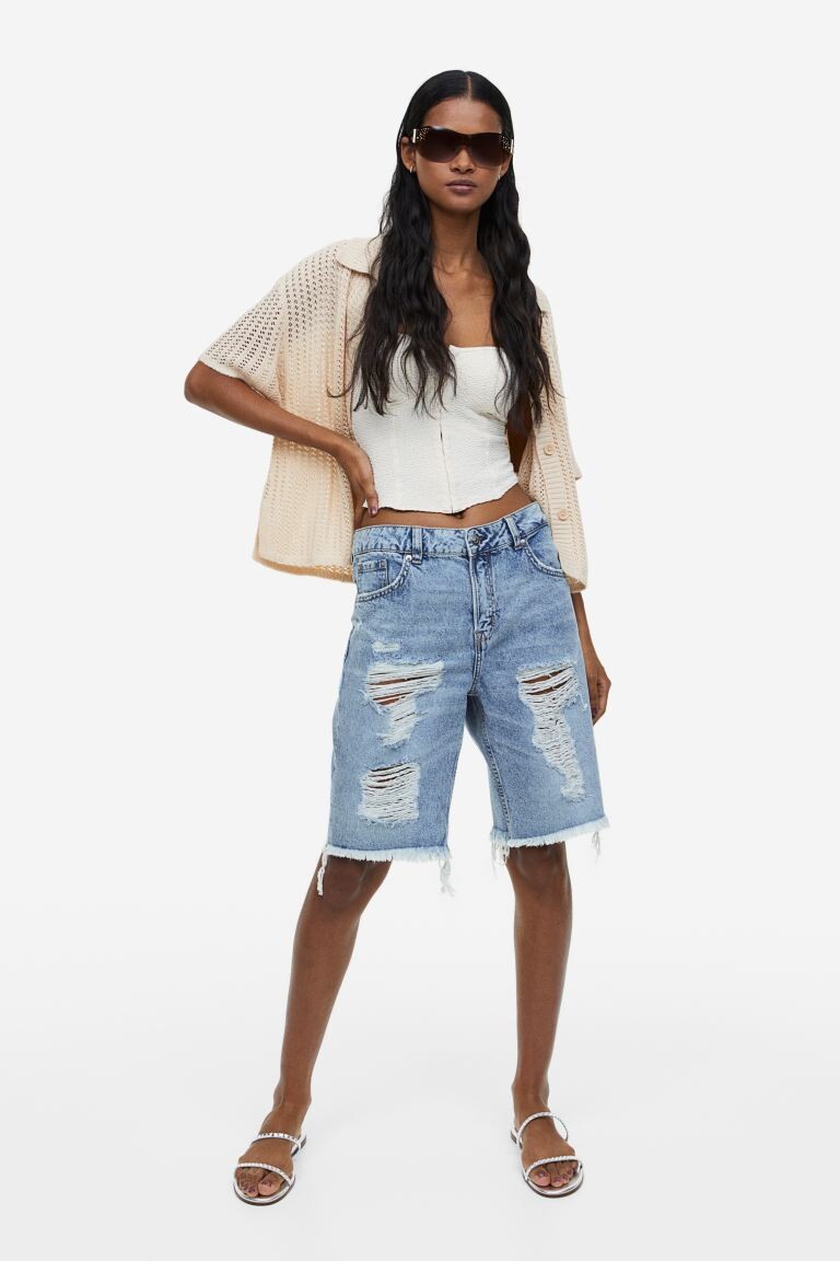 

Низкие шорты-бермуды H&M, светло-синий деним