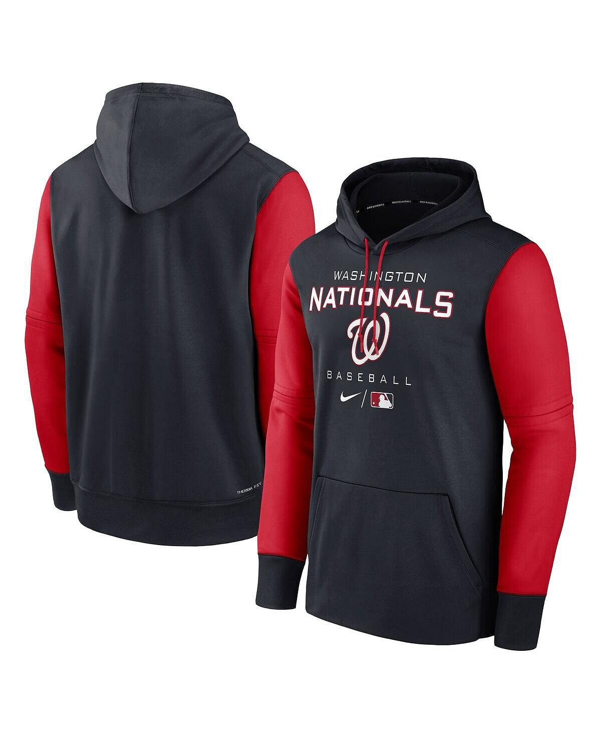 

Мужская темно-синяя, красная толстовка с капюшоном washington nationals authentic collection performance Nike, мульти