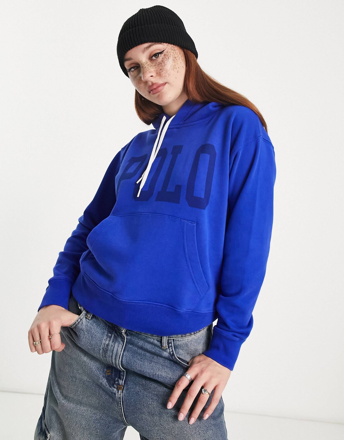 

Синий свитшот с капюшоном и длинными рукавами Polo Ralph Lauren