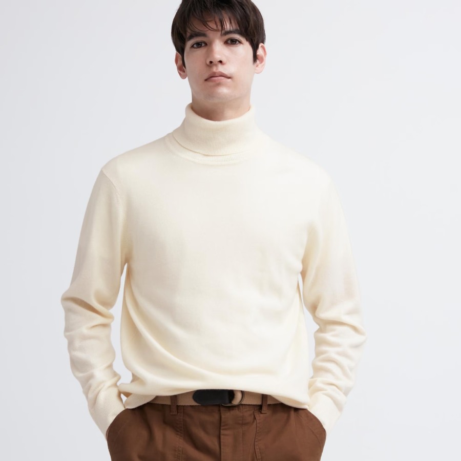 Джемпер Uniqlo Cashmere, молочно-белый джемпер uniqlo cashmere 3d knit seamless v neck красный