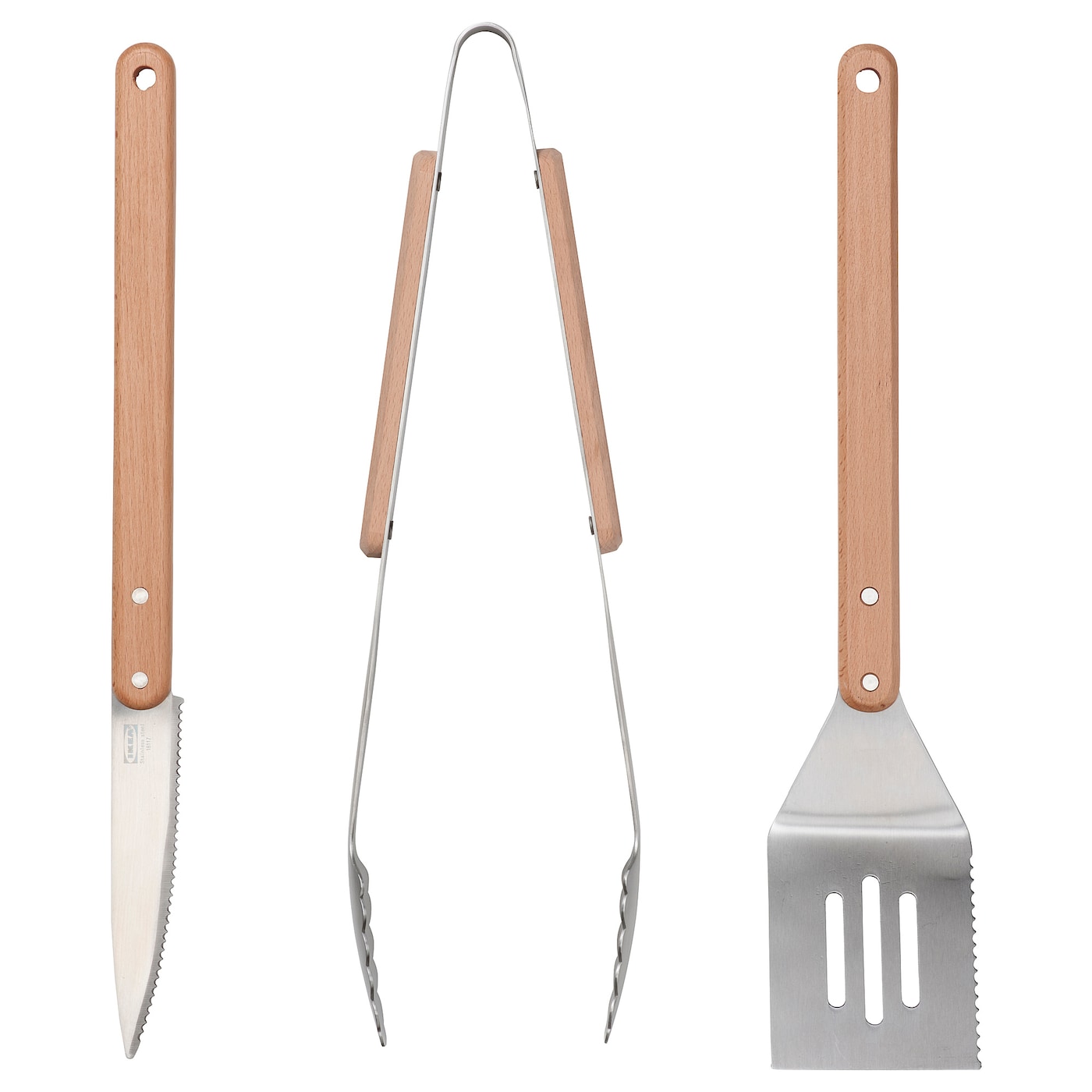 Набор для гриля Ikea Grilltider, 3 предмета, нержавеющая сталь/бук щипцы и нож для гриля forester bc 772