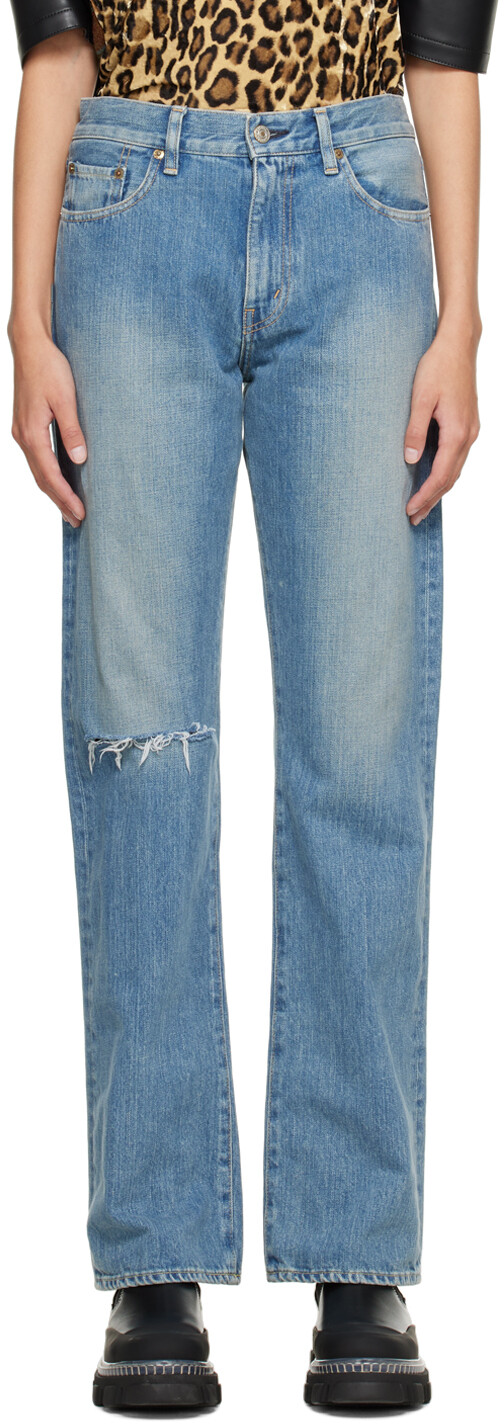 

Джинсы с эффектом потертости Indigo Levi's Edition Junya Watanabe