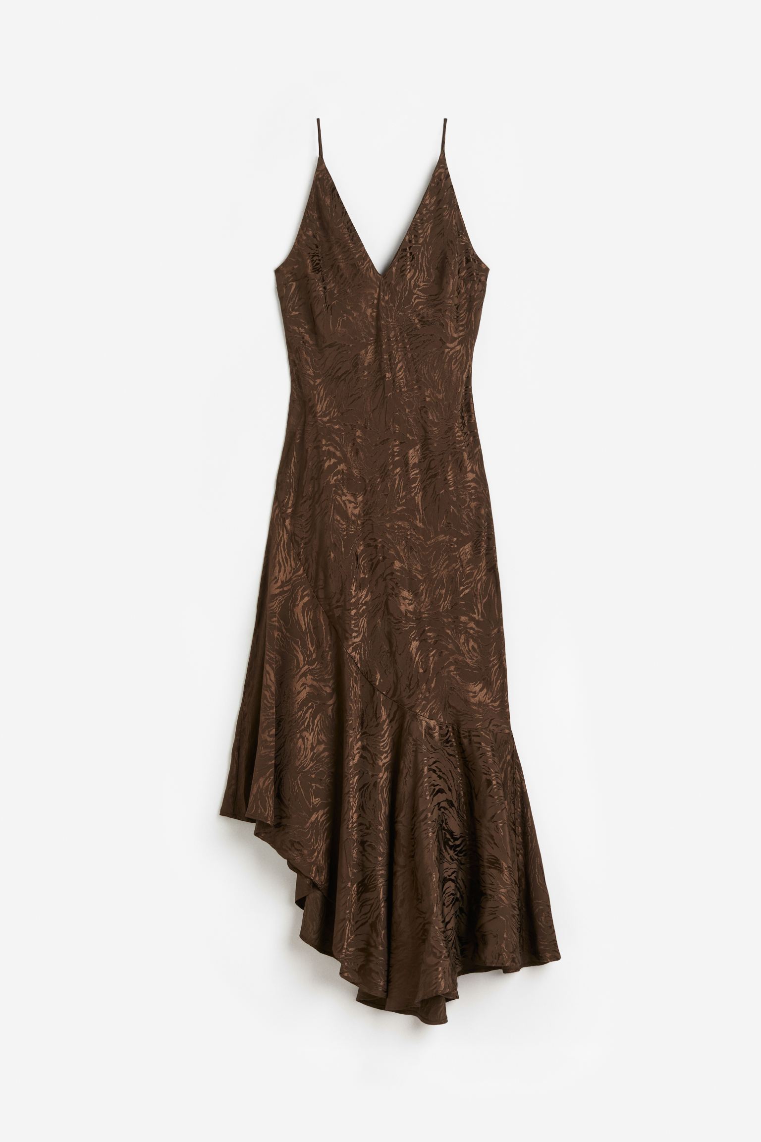 Платье H&M Asymmetric-hem Slip, темно-коричневый