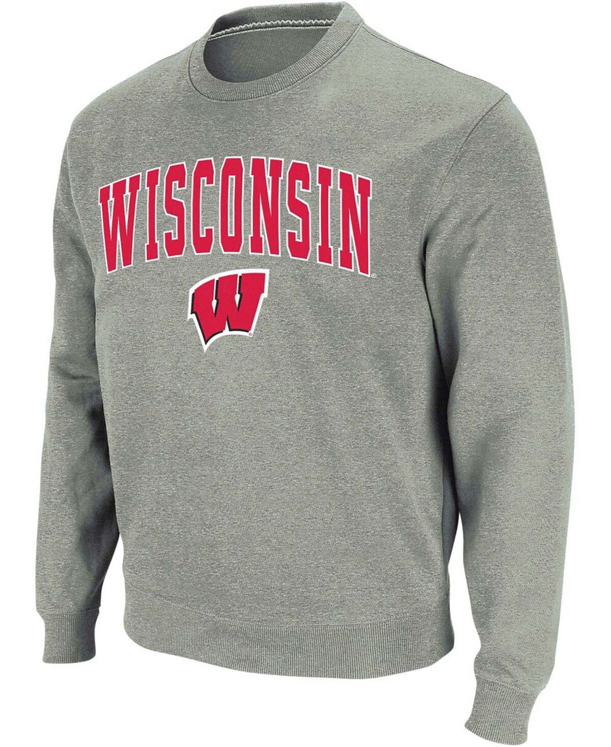 

Мужская толстовка с круглым вырезом и логотипом heather grey wisconsin badgers arch logo Colosseum, мульти