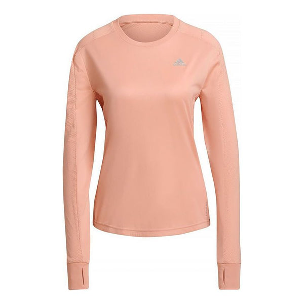 Футболка (WMNS) Adidas Training Sports Running Long Sleeves Pink Red T-Shirt, розовый sexy backless sports t shirt camouflage slim slimming net red running yoga top quick drying long sleeves fitness tight clothes