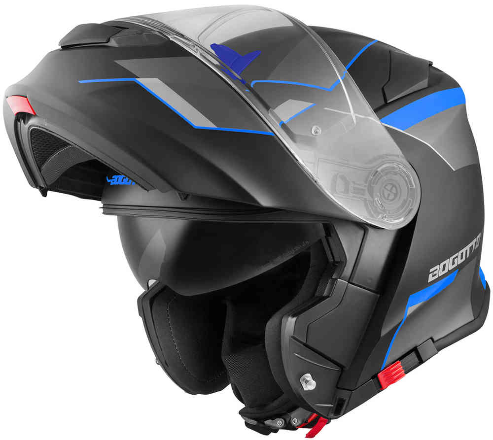 V271 Дельта-шлем Bogotto, черный матовый/синий шлем bogotto v271 spn с логотипом черный