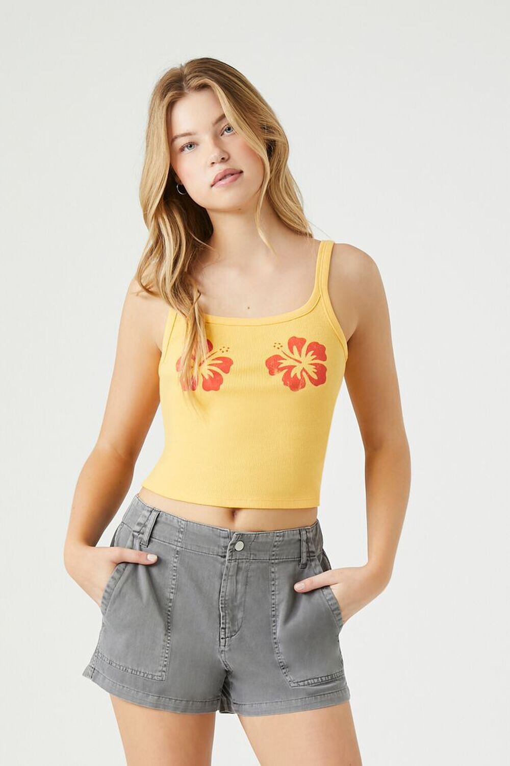 

Саржевые шорты без застежек Forever 21, серый
