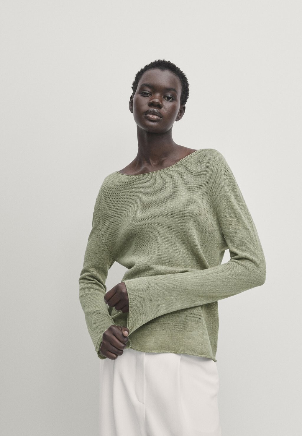 

Вязаный свитер Massimo Dutti, цвет light green