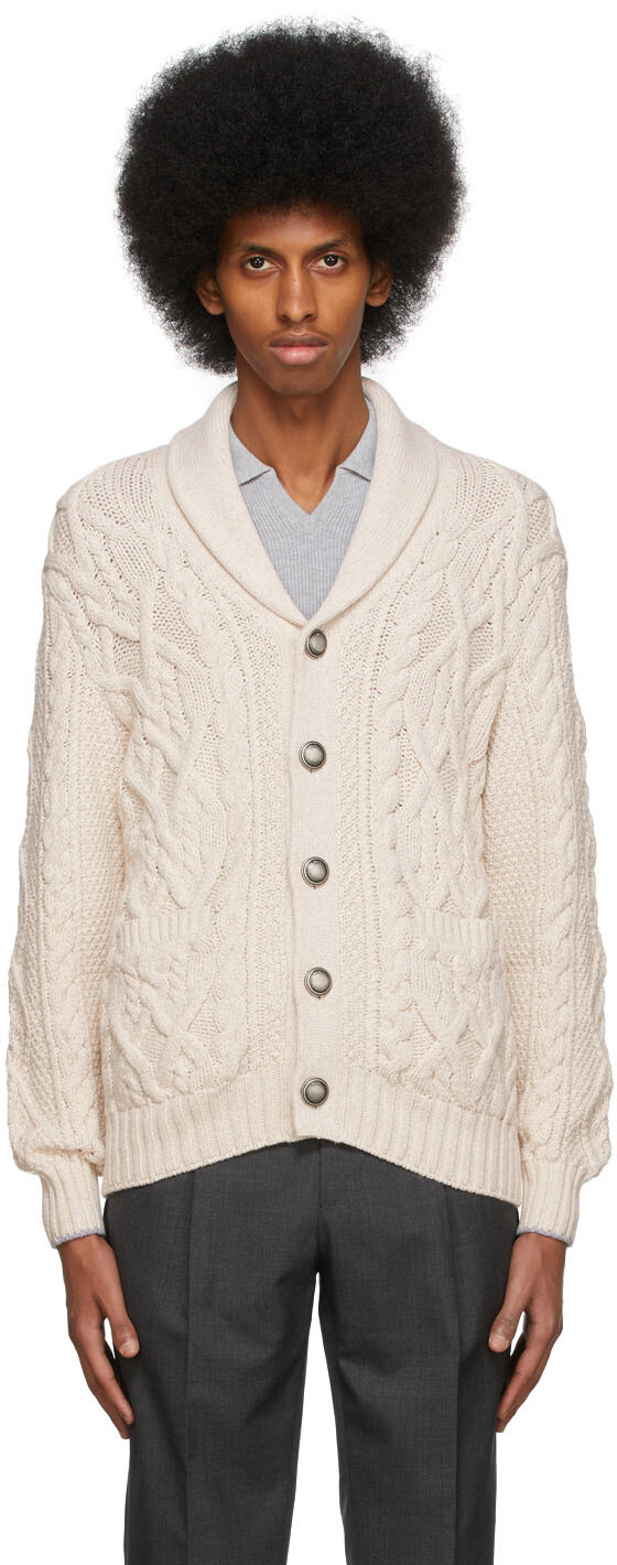 

Кардиган Off-White из пряжи с перьями Brunello Cucinelli, Серый