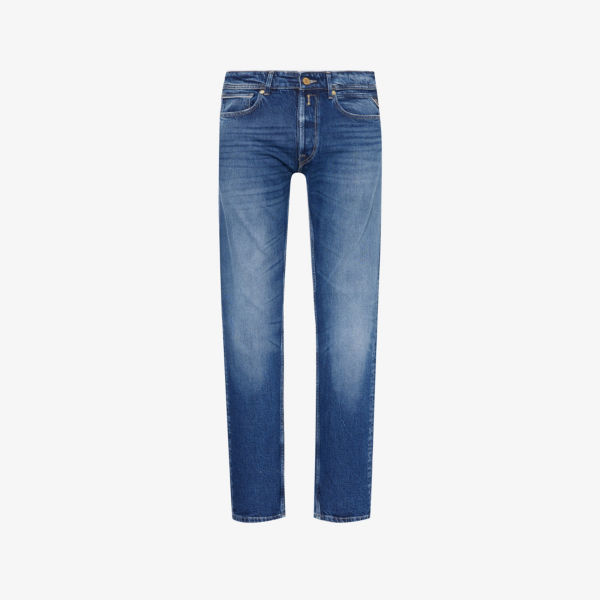 Узкие джинсы grover из эластичного денима Replay, синий