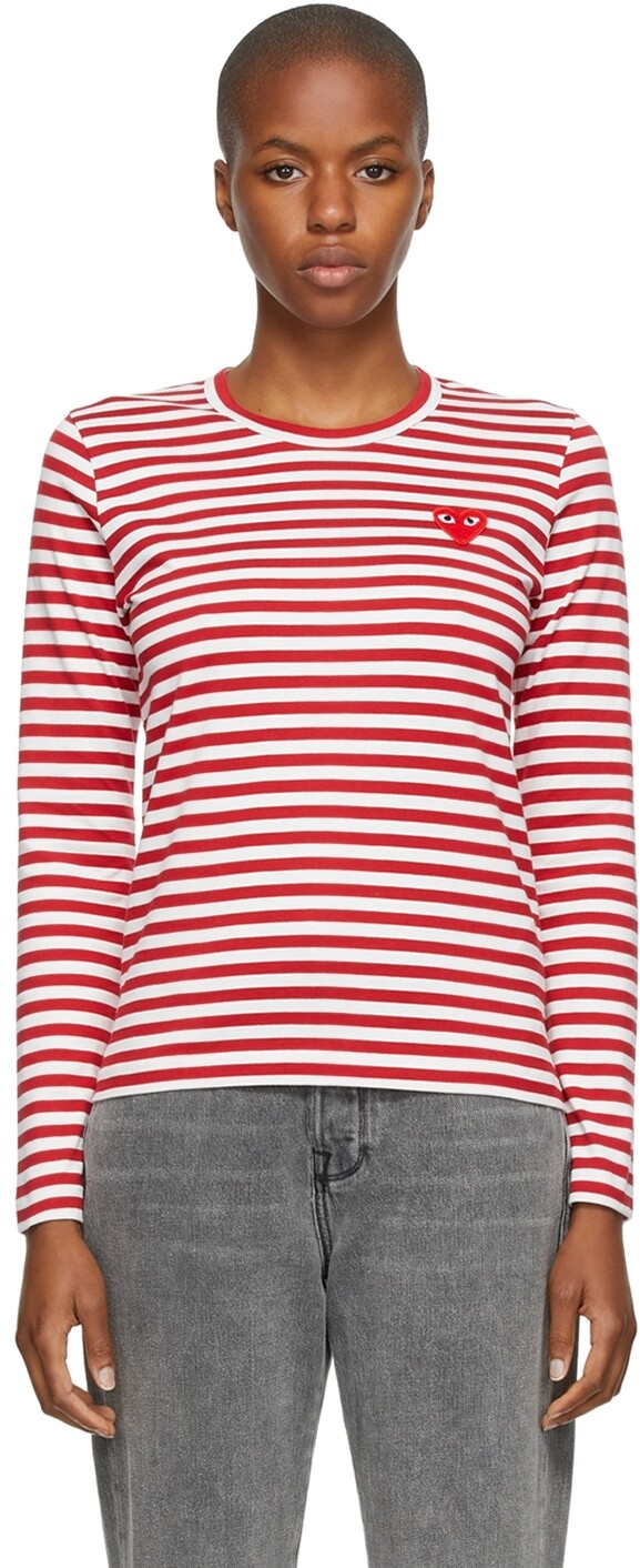 

Полосатая футболка с длинным рукавом Comme des Garçons Play, Серый