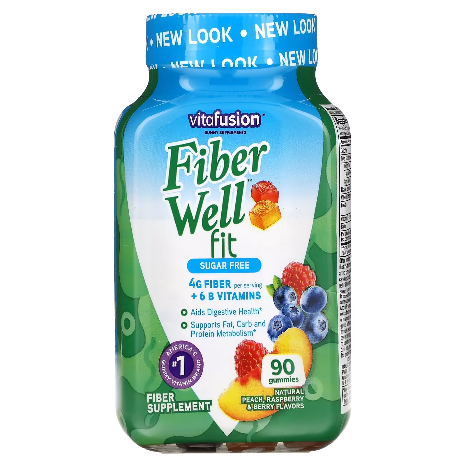 цена Витамины без Сахара VitaFusion FiberWell Fit, со вкусом персика / малины / ягод, 90 жевательных таблеток