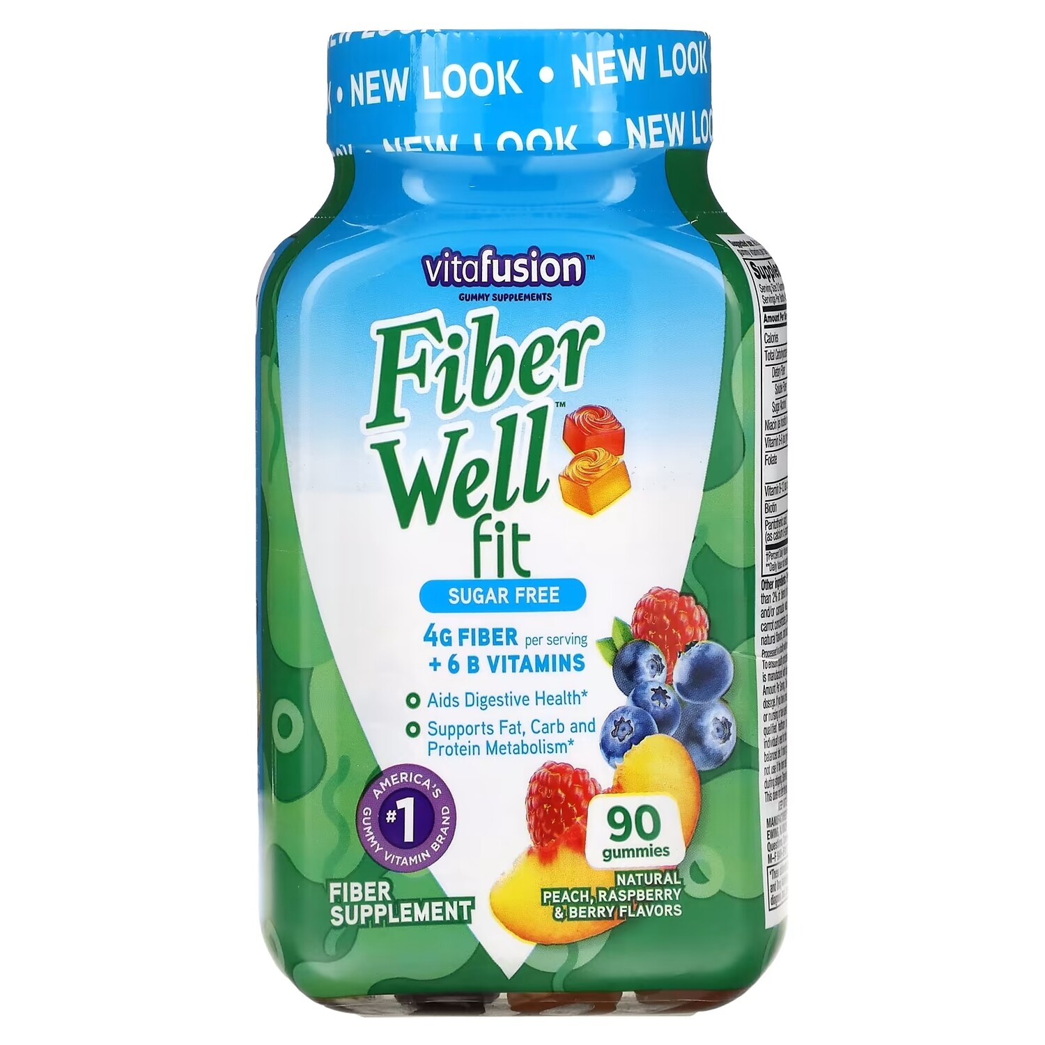 

Витамины без Сахара VitaFusion FiberWell Fit, со вкусом персика / малины / ягод, 90 жевательных таблеток