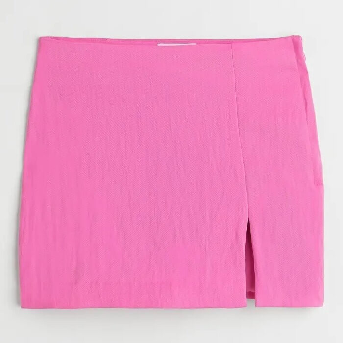 

Юбка H&M Short Linen-blend, розовый