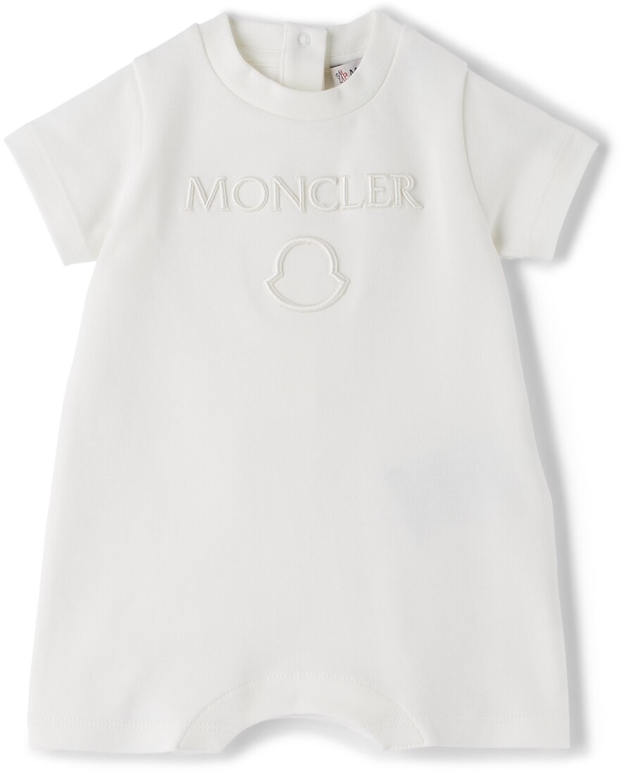 

Детский белый хлопковый комбинезон Moncler Enfant