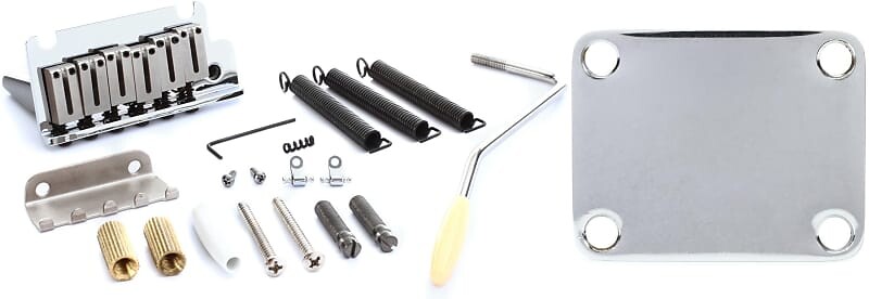 

Fender American Series Strat Tremolo Bridge в сборе — хромированный комплект с пластиной гитарного грифа Fender Road Worn с фурнитурой 0997216000=1 0992050000=1