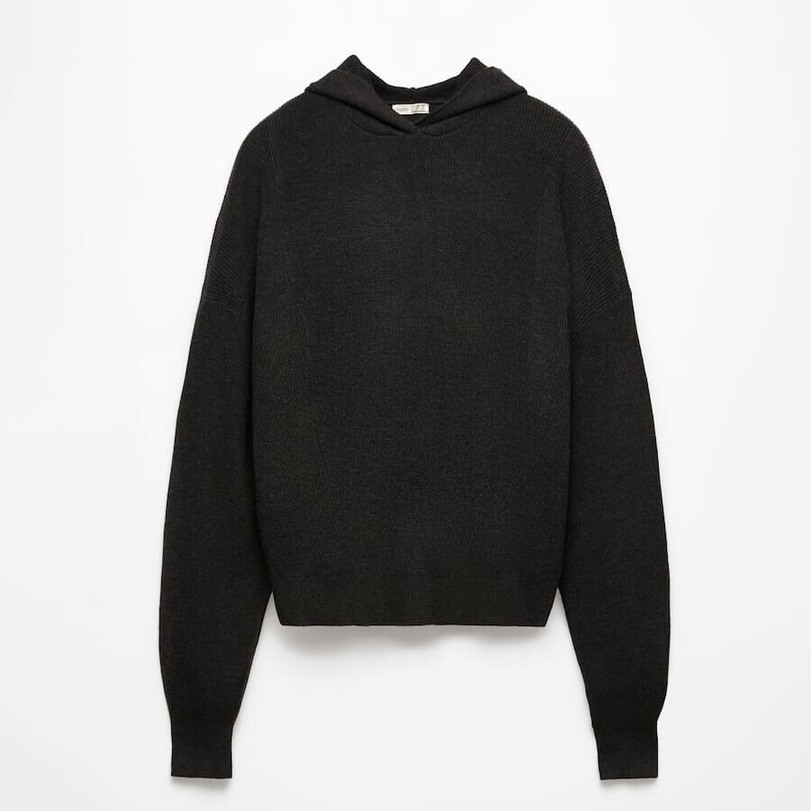 

Худи Oysho Rib Knit Hoodie, черный