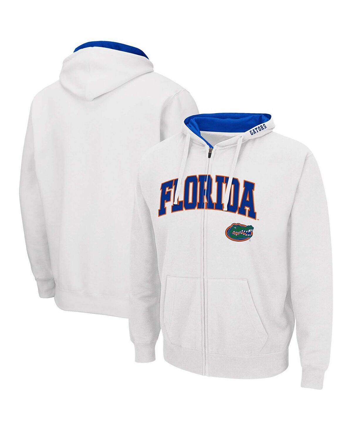 

Белая мужская толстовка с капюшоном florida gators arch logo 3.0 с молнией во всю длину Colosseum, белый