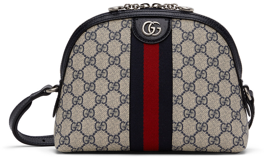 

Сине-бежевая маленькая сумка через плечо Ophidia GG Supreme Gucci, Бежевый